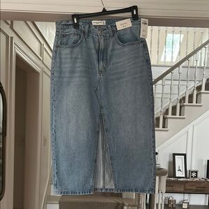 Abercrombie & Fitch Blue Denim Midi Skirt